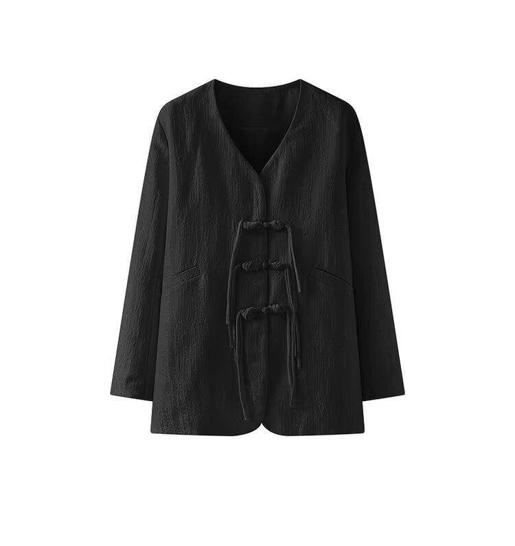 Damen Elegante Jacke Eveloria Mit Knotendetails