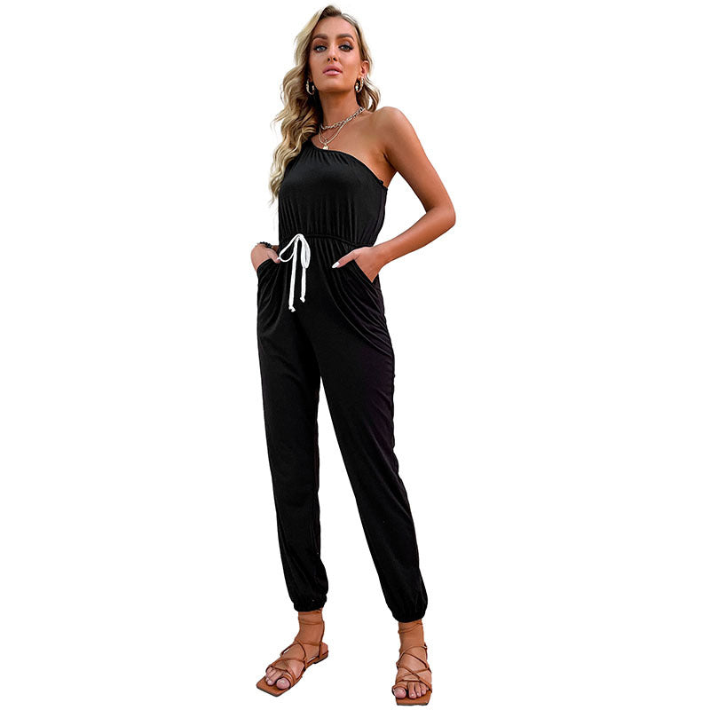 Damen Jumpsuit mit verstellbaren Trägern Elastisch Eveloria