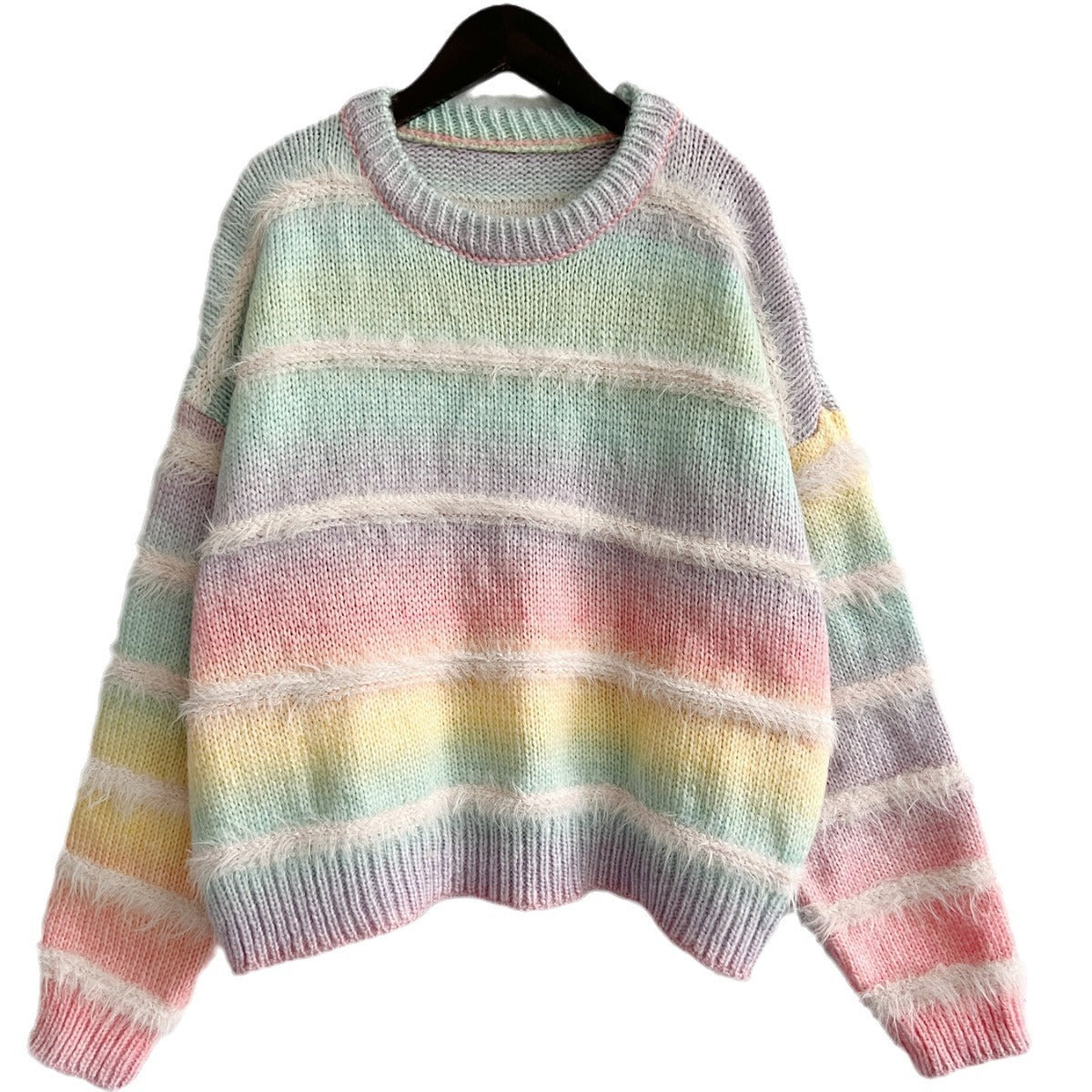 Damen Strickpullover Flauschig mit Farbverlauf Eveloria