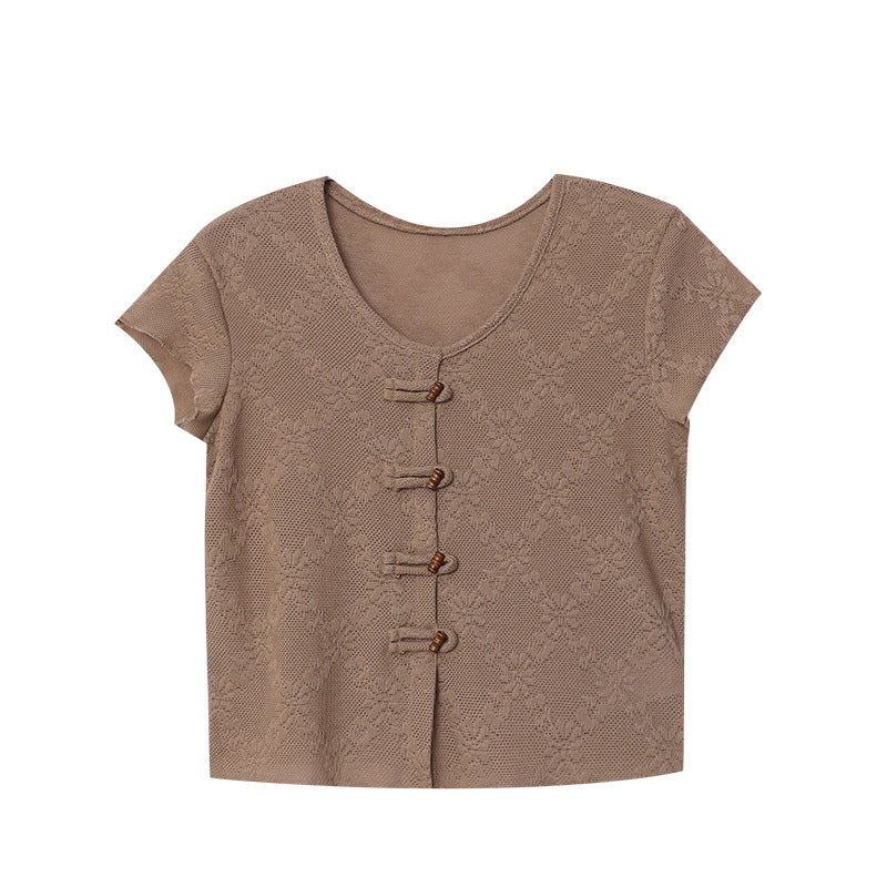 Damen Oberteil mit Knopfdetails Romantisch Eveloria