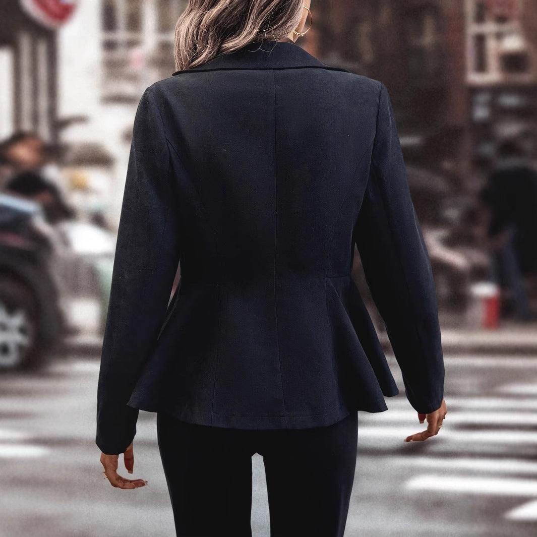 Damen Bikerjacke Knöpfe Tailliert Eveloria