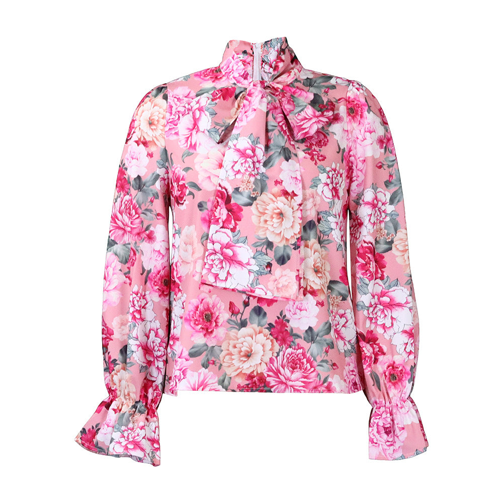 Damen Bluse mit Schleifendetail und floralem Muster