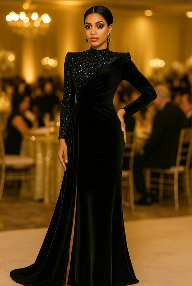Damen Abendkleid Schimmerndes Oberteil Raffinierte Drapierung Eveloria