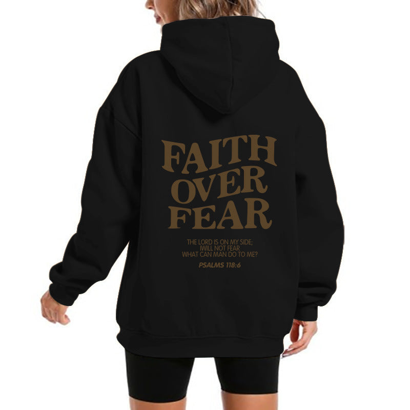 Damen Kapuzensweater Bequem Motivierender Schriftzug Grau