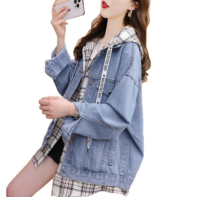 Damen Jeansjacke mit Kapuze und Reißverschluss Eveloria