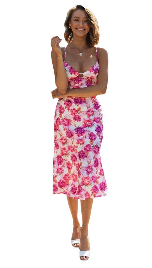 Damen Maxikleid Floraler Druck Mit Trägern Eveloria