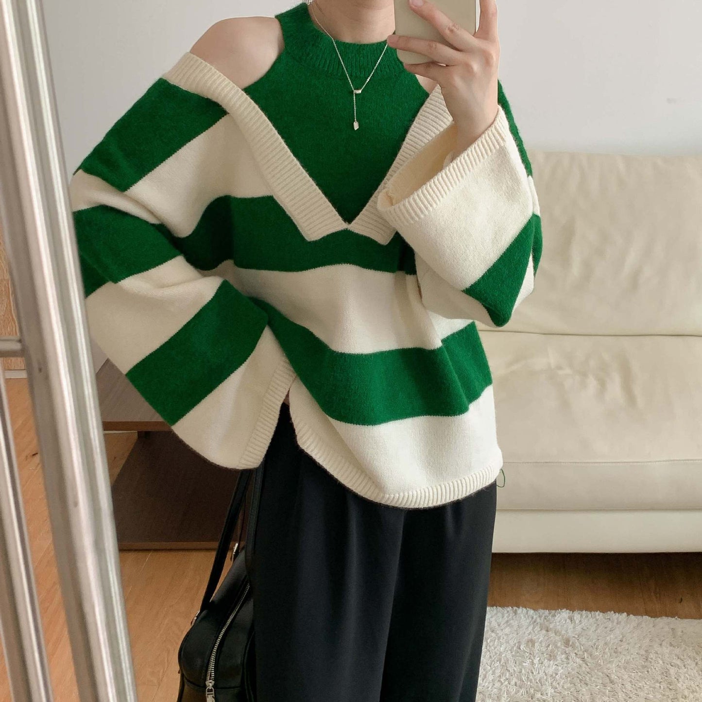 Damen Pullover mit Ausschnitten Trendfarben Eveloria