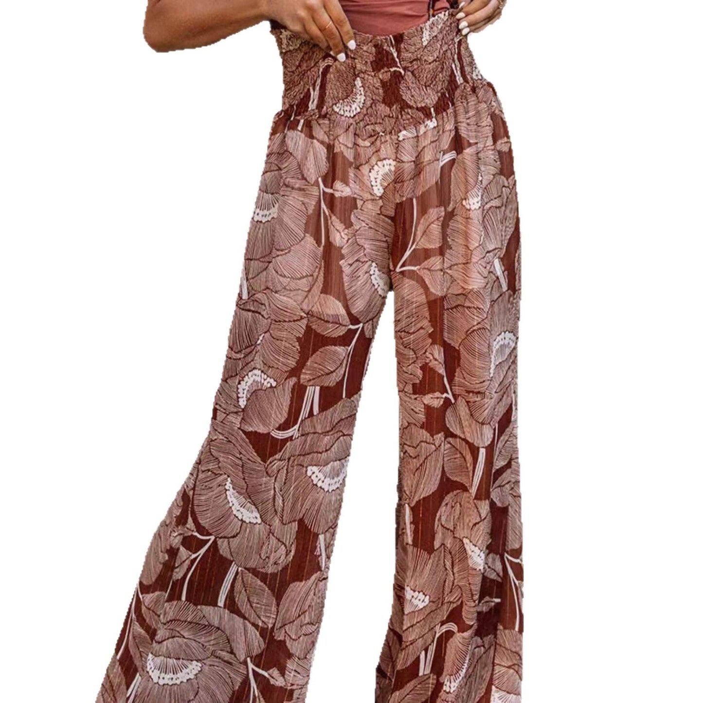 Damen Palazzo-Hosen Floralmuster Elastischer Bund