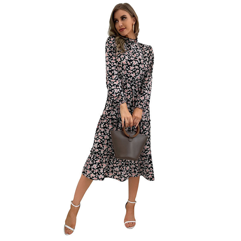 Damen Maxikleid Floral Elegant Rüschendetails