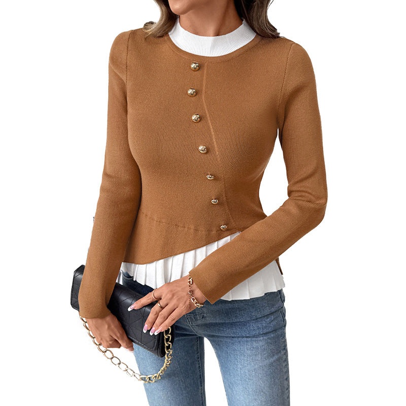 Damen Strickjacke Lässig Elegant Knöpfe Beige
