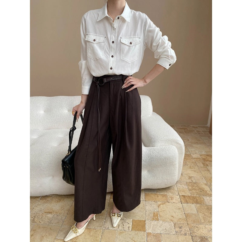 Damen Overshirt Bluse aus Baumwolle mit Brusttaschen und modernem
