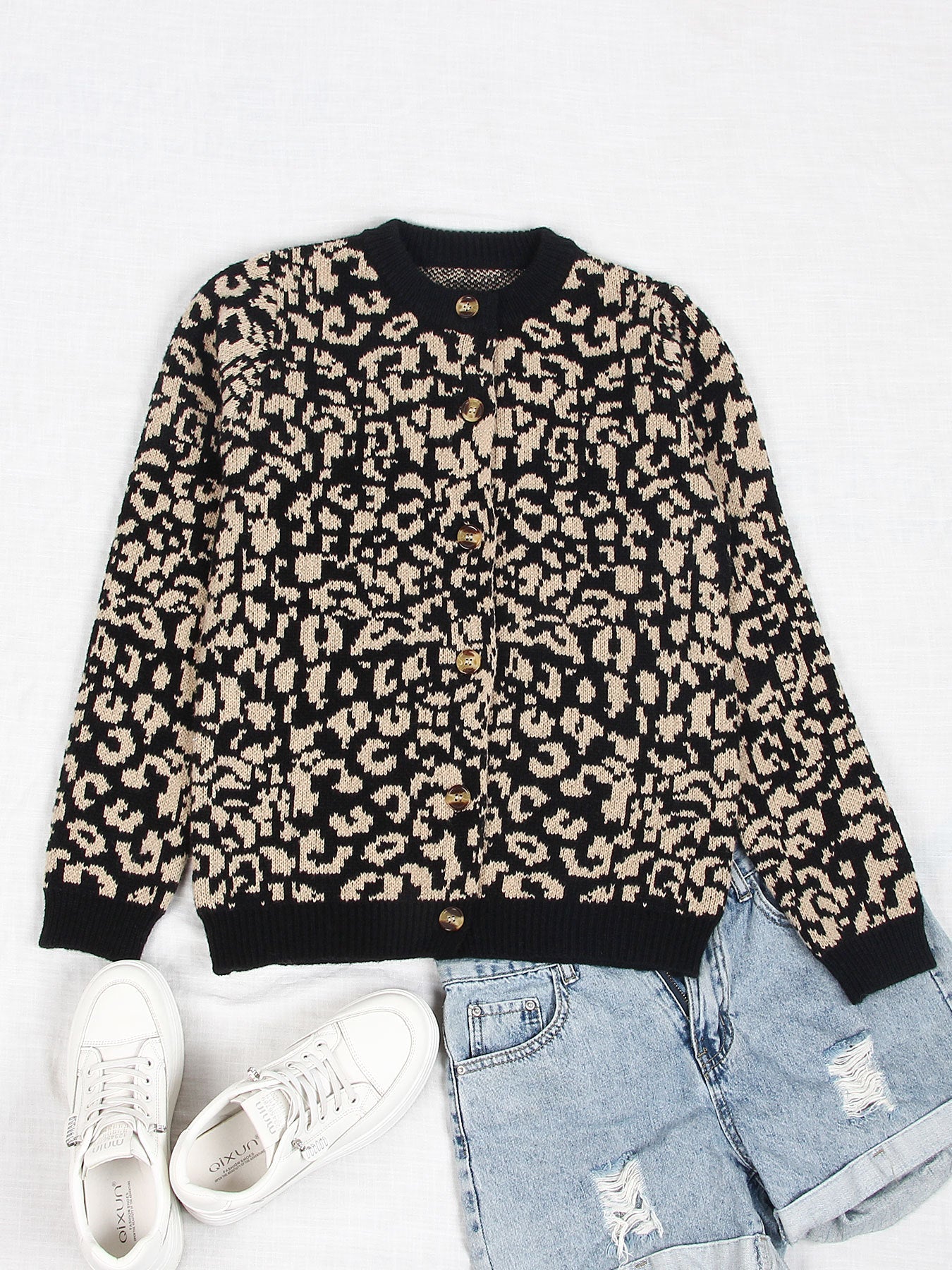 Damen Pullover Tierprint Lässig Eveloria