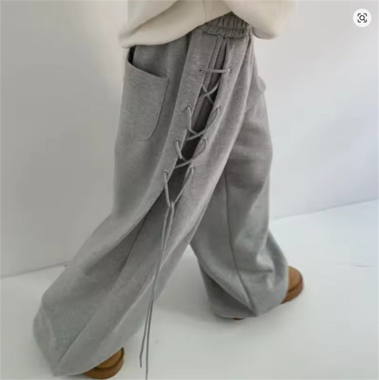Damen High-Waist-Hose Weite Schnitt mit Schnürdetails Eveloria