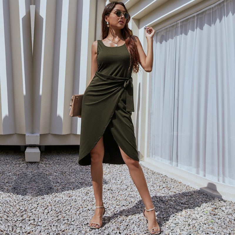 Damen Wickelkleid Eleganter Schnitt Bindegürtel Eveloria