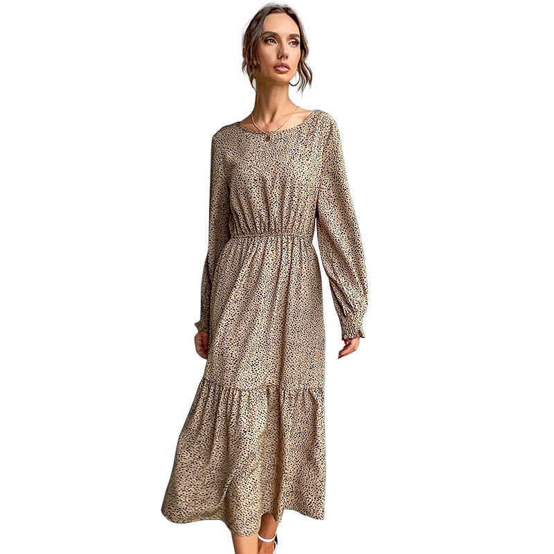 Damen Maxikleid Elastischer Taillengürtel Rüschendetails