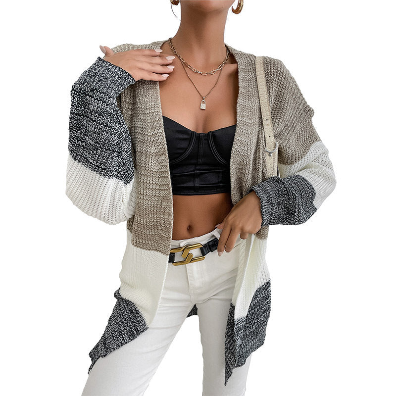 Damen Strickjacke Farbverlauf Lässig Grau