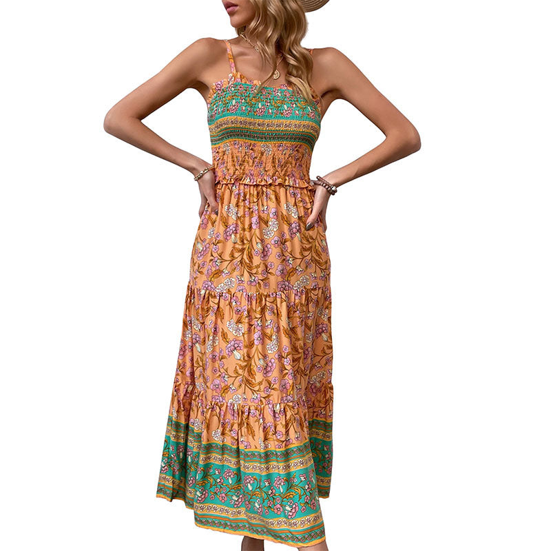 Damen Maxikleid Elastisch Floralmuster Eveloria