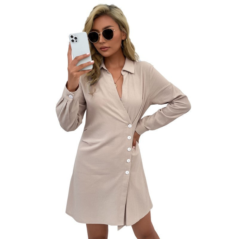 Damen Hemdblusenkleid Lässiger Schnitt Eveloria