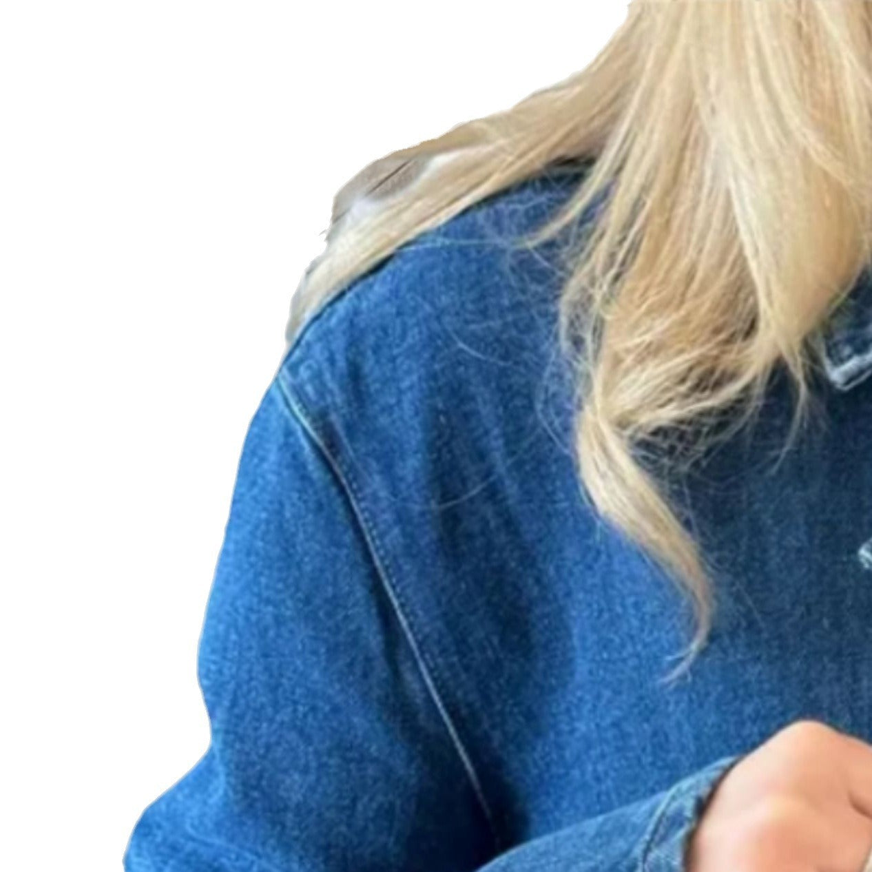 Damen Jeansjacke Dekorativen Schleifen Praktische Taschen Blau