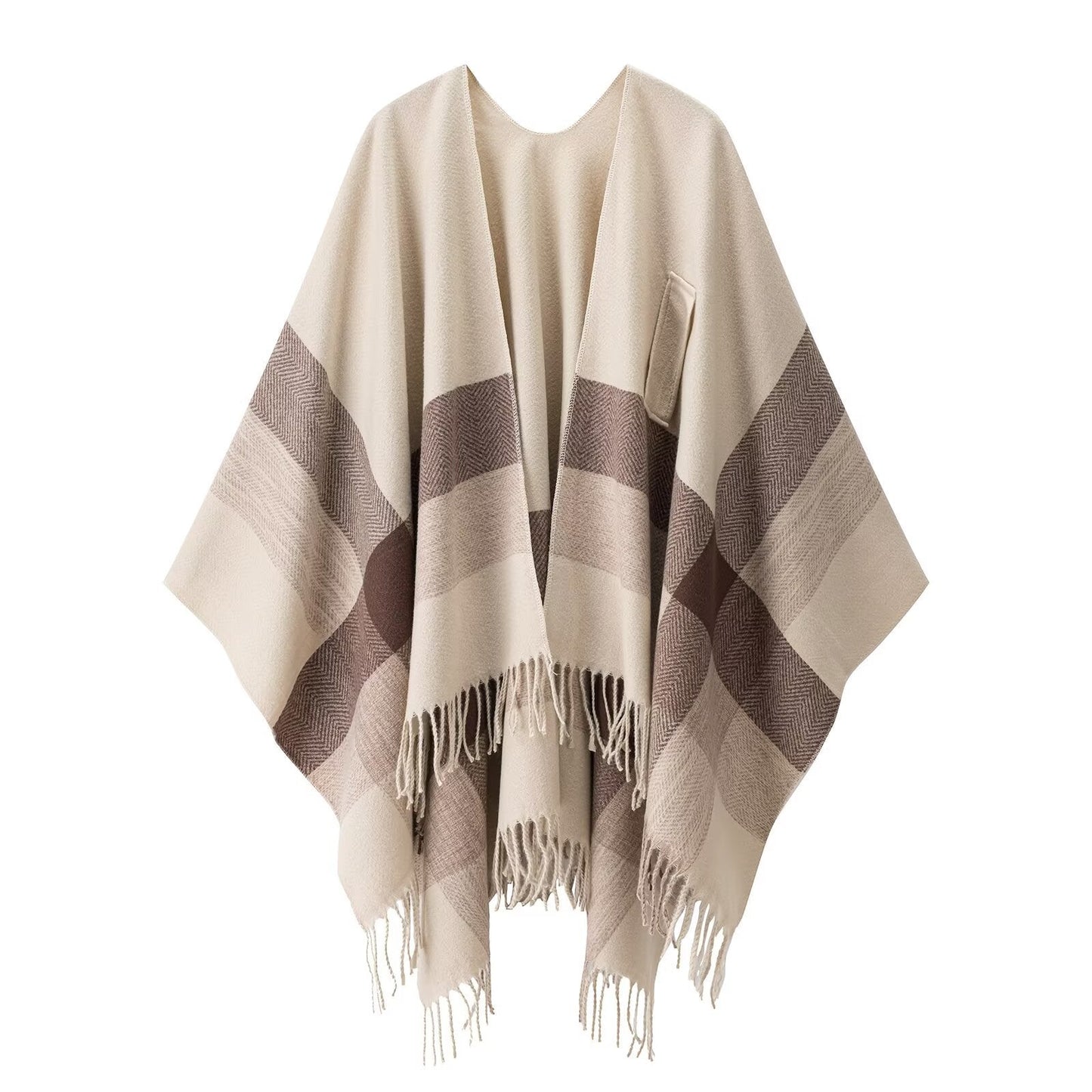 Damen Poncho Kuschelig Muster Eveloria