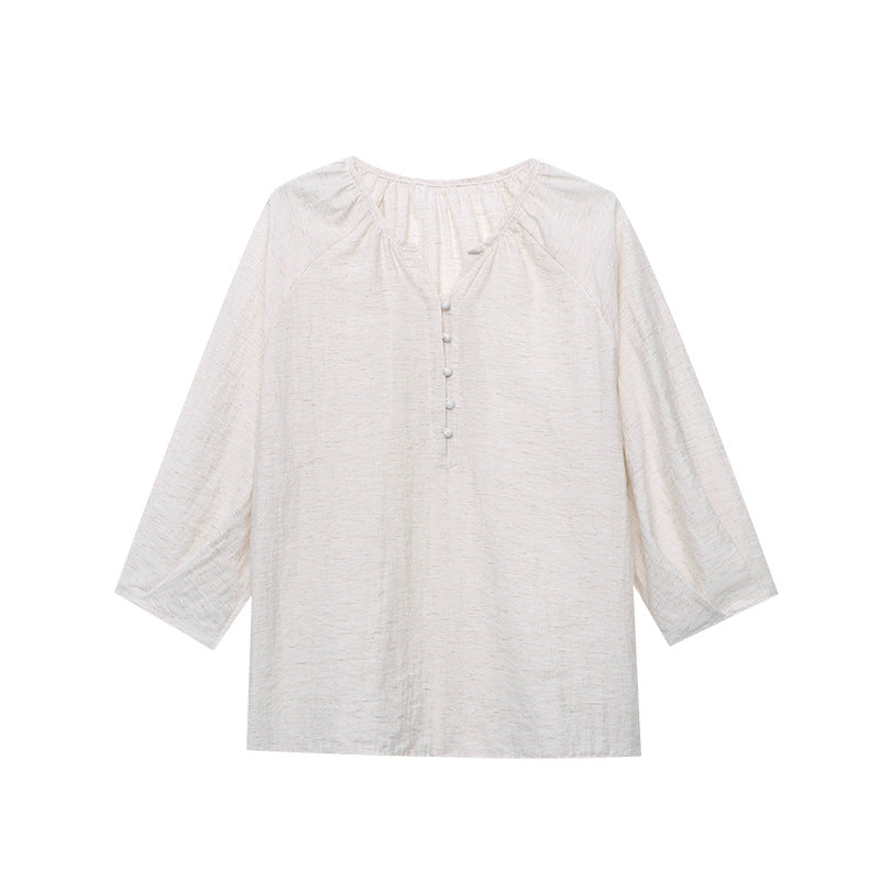 Damen Bluse Lässig Knopfdetails Baumwolle Weiß