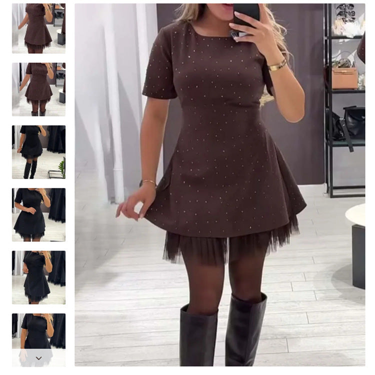 Damen Kleid mit Tüllsaum und schlichter Silhouette Eveloria