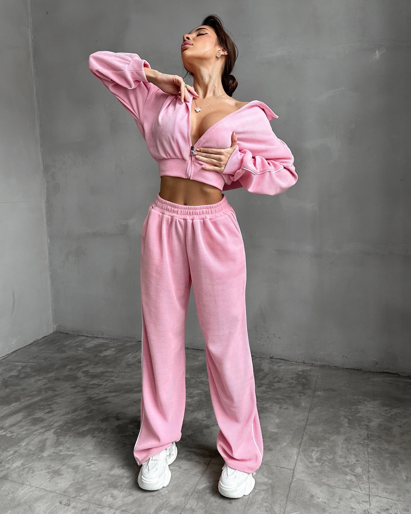 Damen Loungewear-Set Kapuze Weite Passform Eveloria