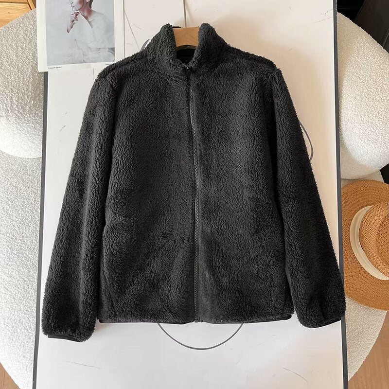 Damen Fleecejacke Flauschig Reißverschluss Hochkragen Eveloria