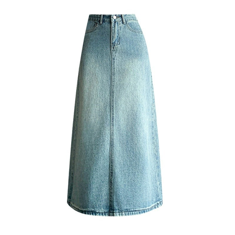 Damen Maxi-Rock Denim mit Schlitz Eveloria