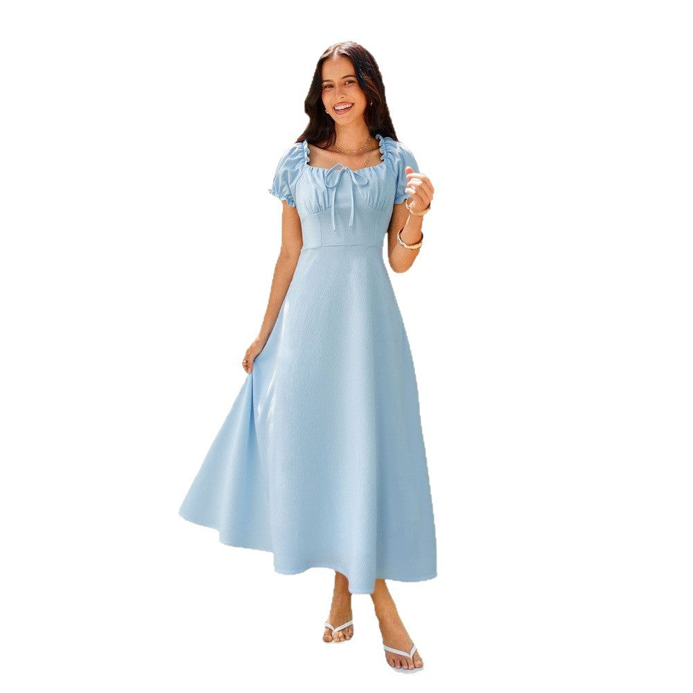 Damen Maxikleid Puffärmel Eveloria