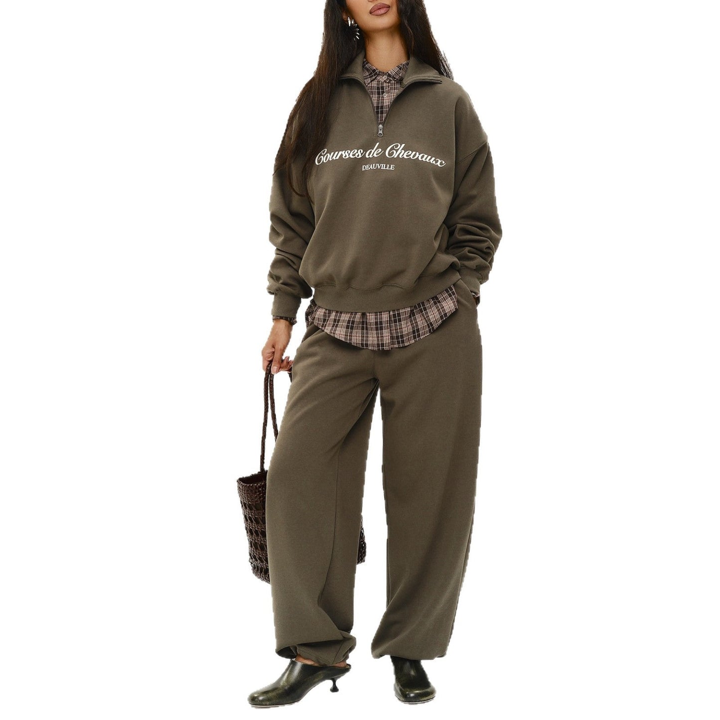 Damen Sweatshirt Hoher Kragen Eveloria Grau