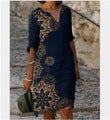 Damen Kleid mit V-Ausschnitt Florales Muster Eveloria