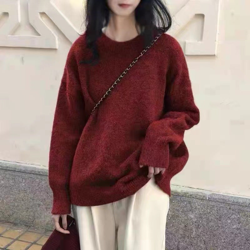 Damen Strickpullover Oversized Rippdetails Beige
