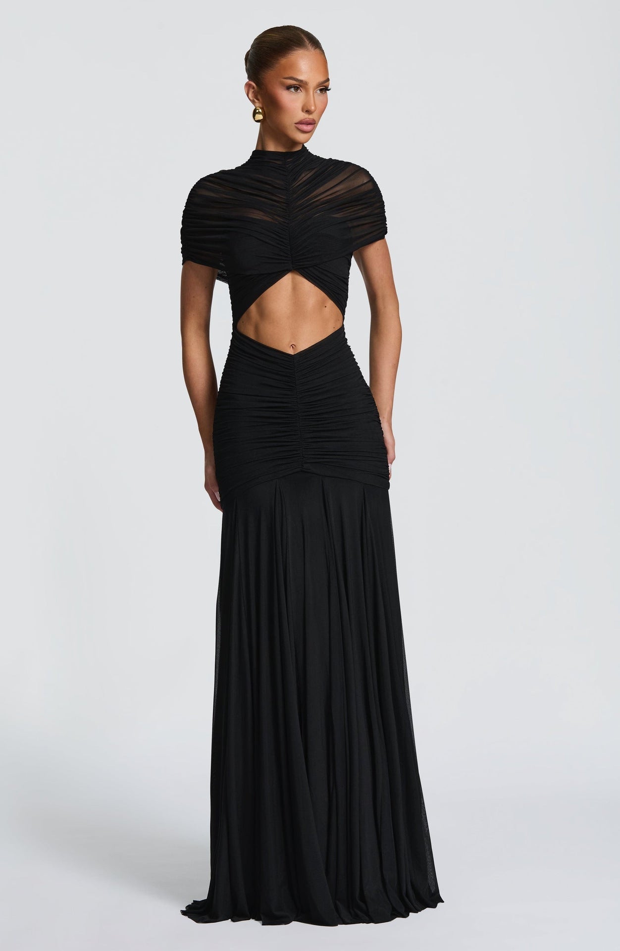 Damen Abendkleid Cut-Out-Design gefalteter Stoff Eveloria