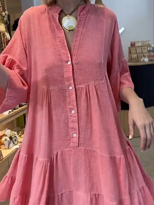 Damen Blusenkleid Voluminöse Rüschen Details Eveloria