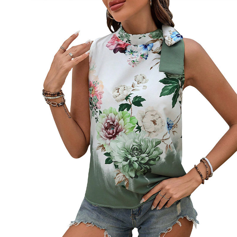 Damen Blusentop mit floralem Muster und Applikationen