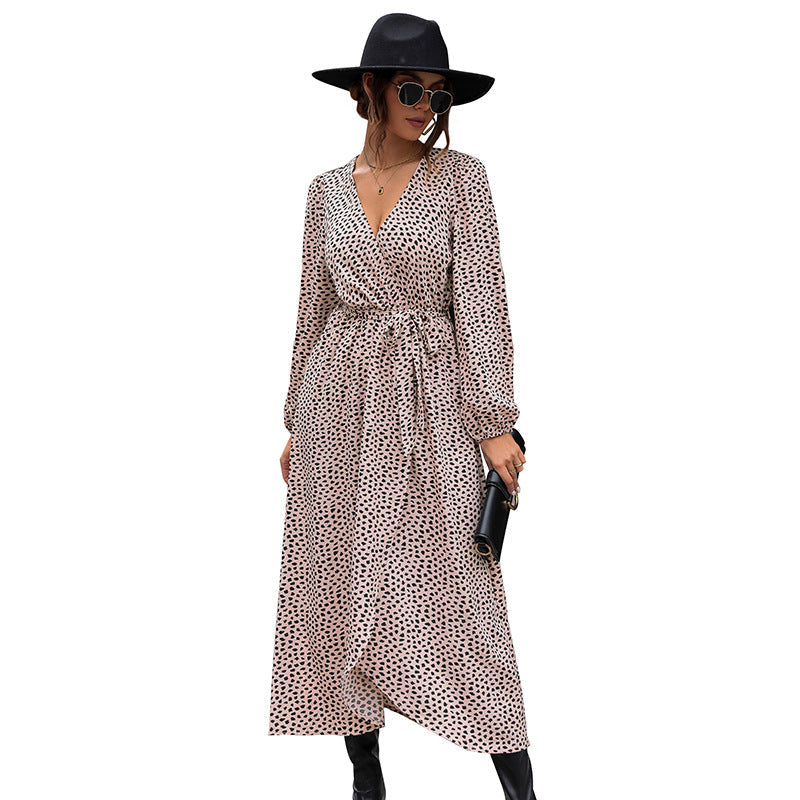 Damen Wickelkleid Rüschen Dots
