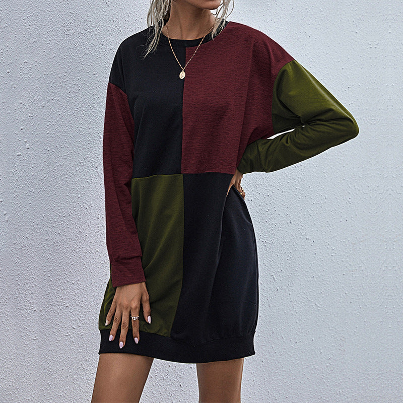 Damen Oversized Kleid Farbblockdesign Eveloria