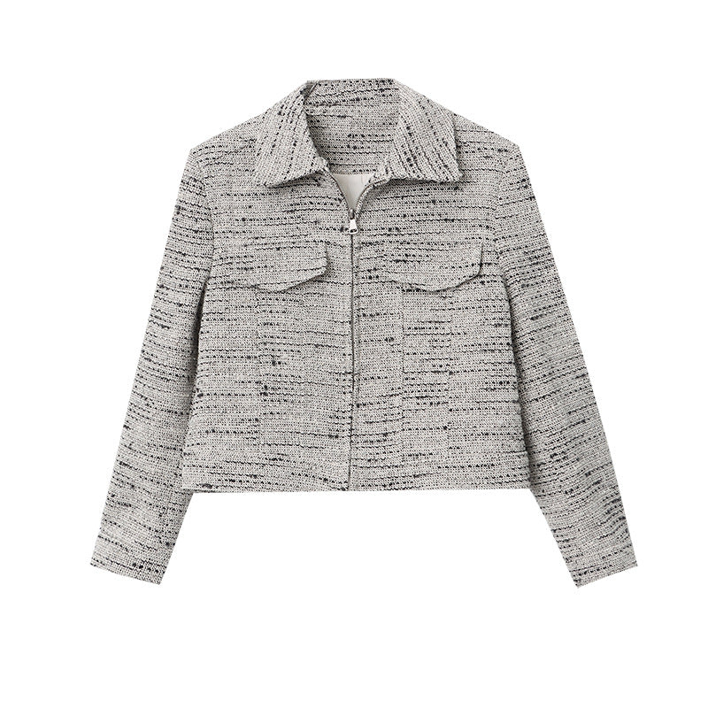 Damen Bouclé-Jacke Chesterfield-Kragen Eveloria