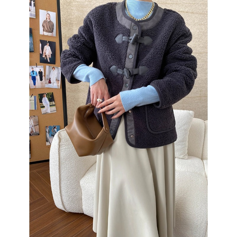 Damen Fleecejacke Kuschelig Dekorative Knöpfe Elegant Eveloria