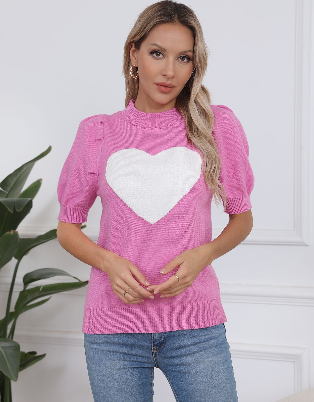 Damen Strickpullover Herzdesign Eveloria