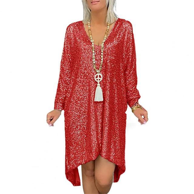 Damen Kaftan-Kleid Glitzernd Lässiger Schnitt Eveloria