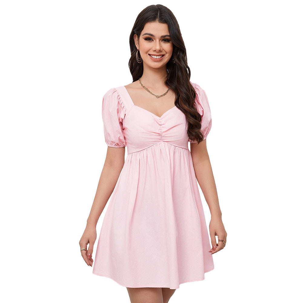 Damen Freizeitkleid Puffärmel Elegantes Raffung Eveloria