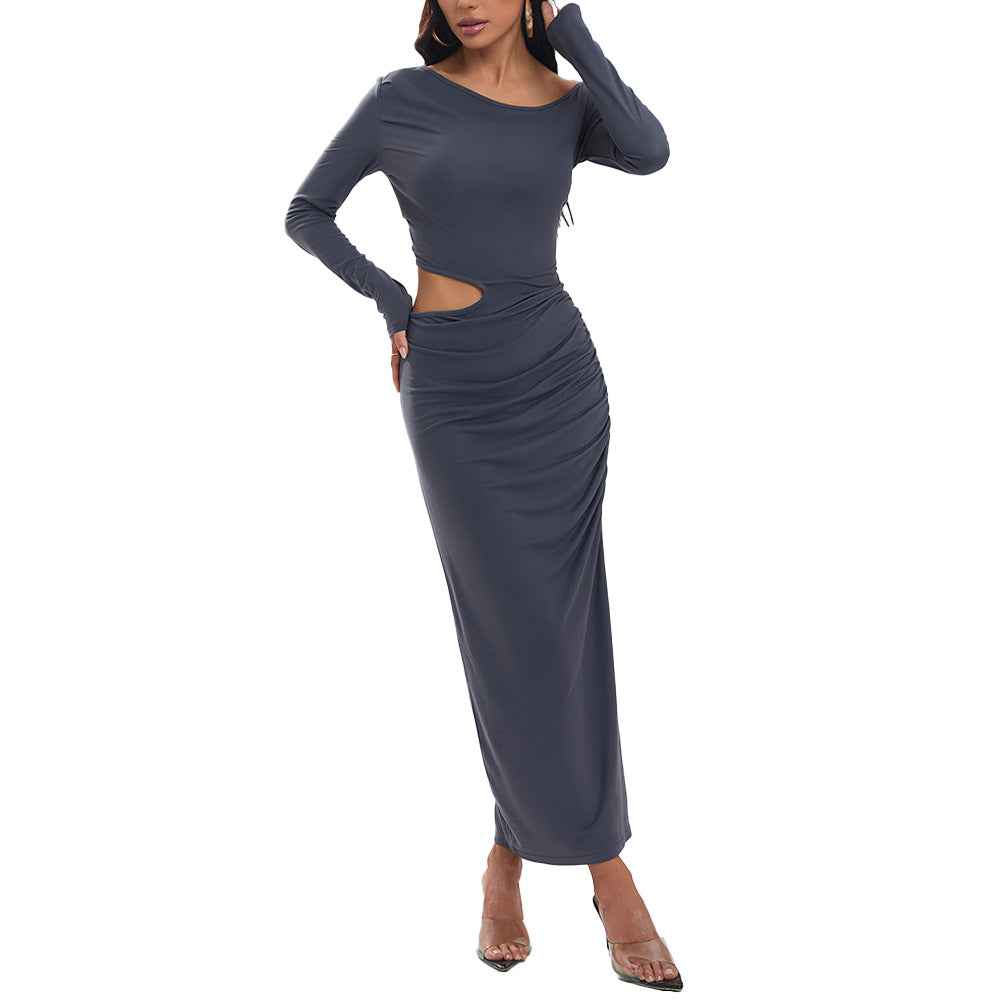 Damen Maxikleid Rüschen Details Elegante Drapierung Eveloria