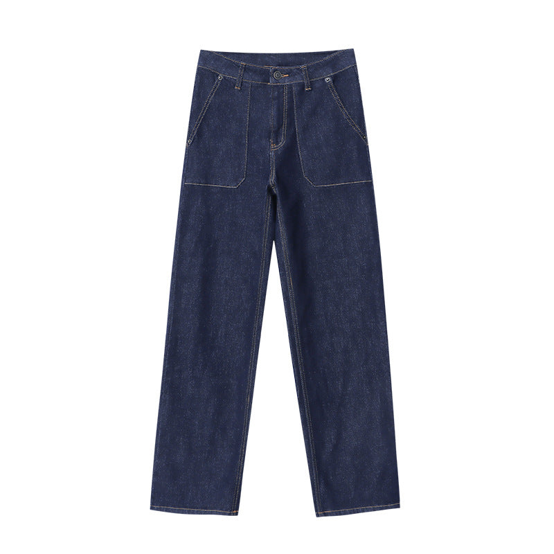 Damen High-Waist Jeans Lässiger Schnitt Mit Taschen Eveloria