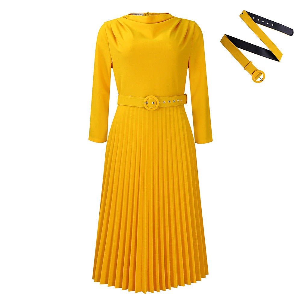 Damen Midikleid Plissee Tailliert Eveloria