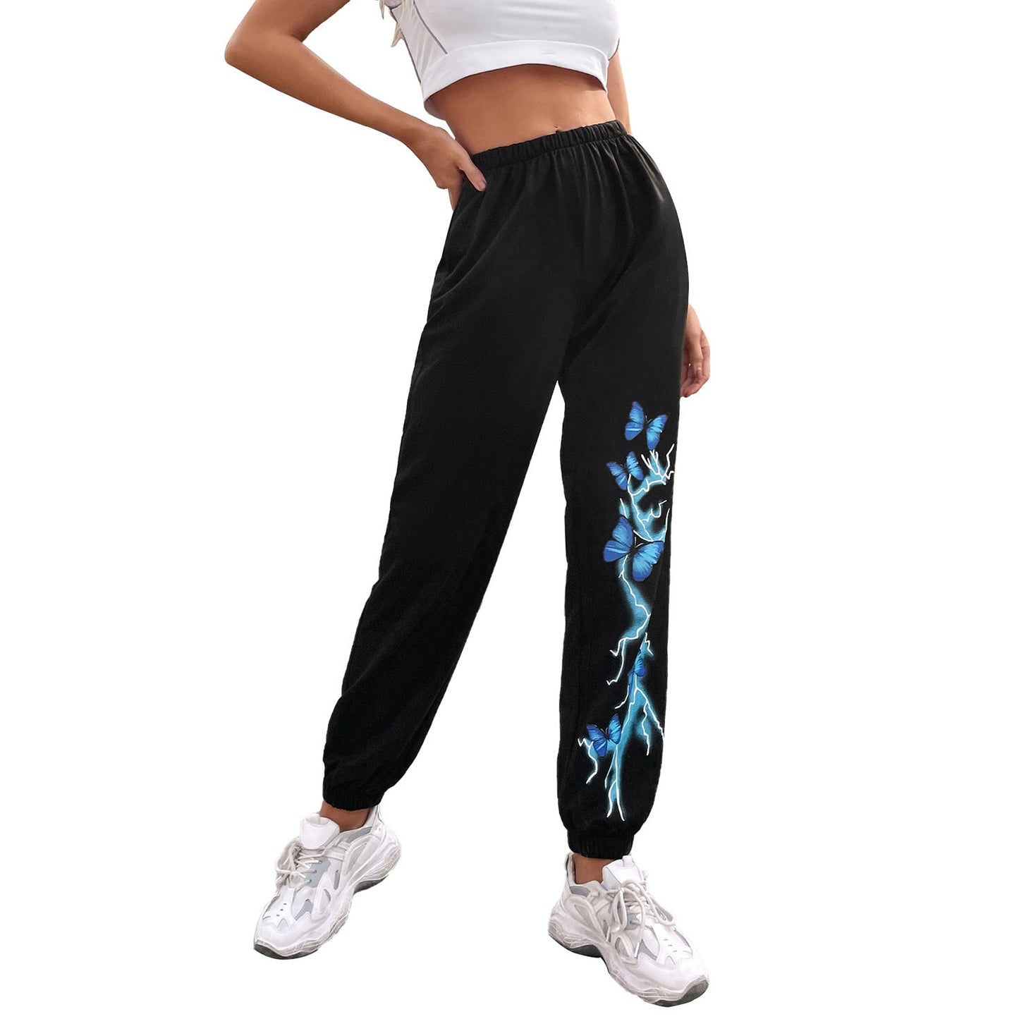 Damen Jogginghose Bunt Schmetterling Design Baumwolle