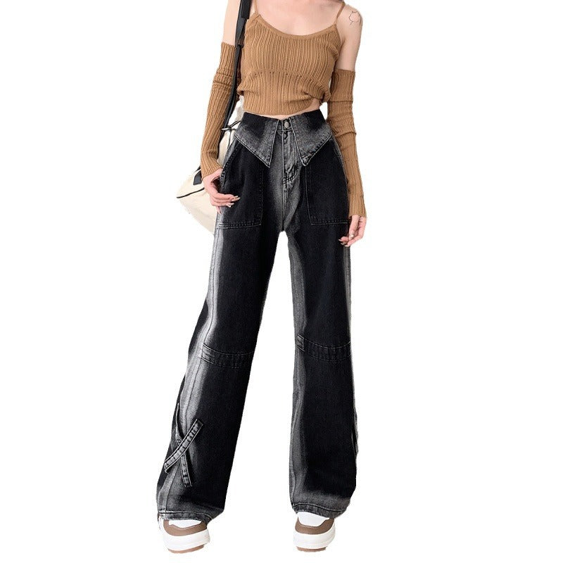 Damen Weite Jeans Mit Seitenschlitzen Eveloria
