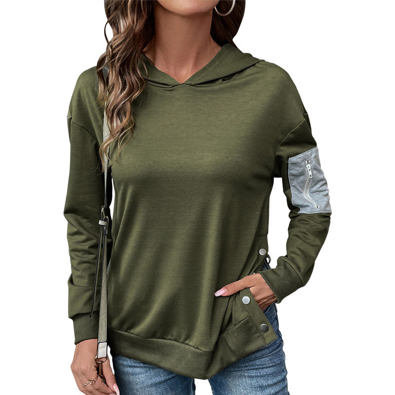 Damen Kapuzenpullover Lässig Reißverschluss Eveloria