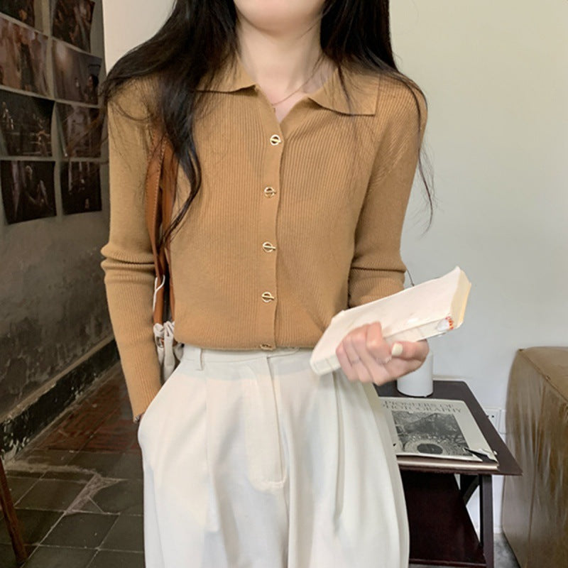 Damen Strickpullover mit Knöpfen und Rippmuster Fein